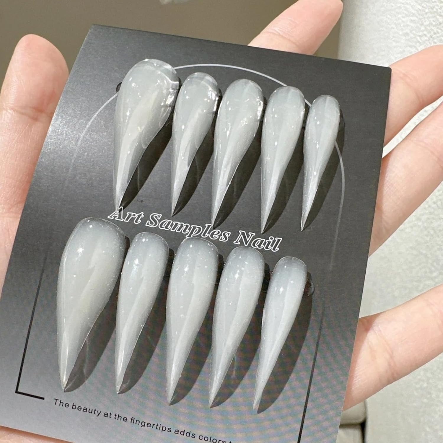 Halloween Cat Claw Press on Nails White Long Stiletto Handmade Reusable Thick Acrylic Cat Dragon Eagle Claw False Nail Glossy Glue on Nail
