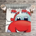 thumbnail image 3 of Ambesonne Cars Quilted Bedspread Set 3 Pcs, Cartoon Red Vehicle Happy, Queen Size, Vermilion Lilac, 3 of 3