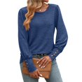 thumbnail image 3 of Camisas de Larga con Cuello Redondo para Mujer, Blusas de Otoño, Sudaderas Elegantes de Moda con Leggings Azul XL, 3 of 9