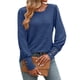 thumbnail image 3 of Camisas de Larga con Cuello Redondo para Mujer, Blusas de Otoño, Sudaderas Elegantes de Moda con Leggings Azul XXL, 3 of 9