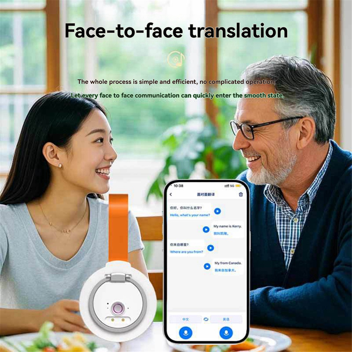 T9 Instant Voice Translator Portable Keychain Language in Real-Time Smart Translator Supports 135 Language Translator,1 * Translator 1 * Charging cable