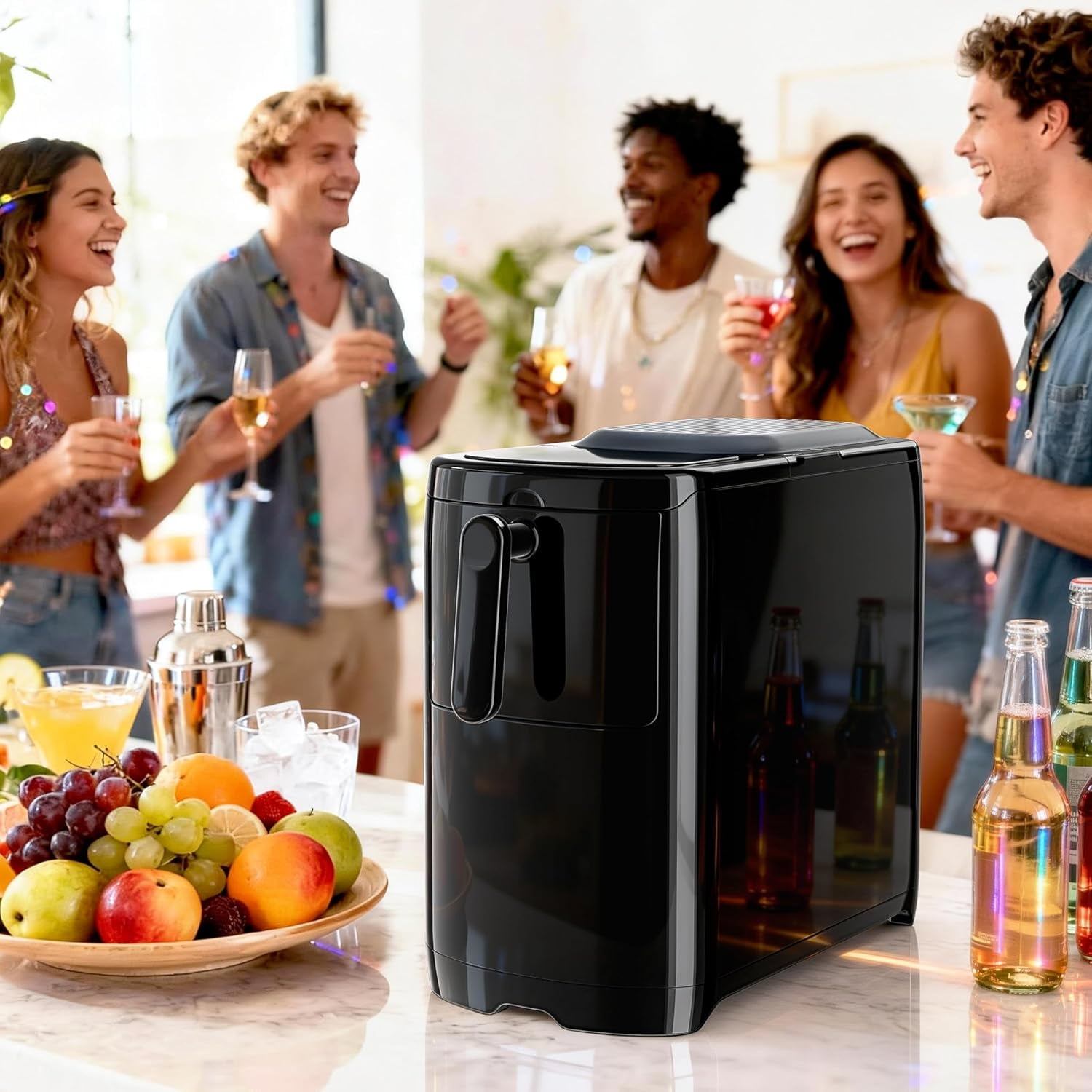 WAA 18Lbs/24H Portable Ice Maker Self-Cleaning,One-Touch,Ice Scoop for Home Office(Black)