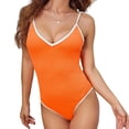 thumbnail image 6 of WREESH Womens One Piece Swimsuits Plus Size Zipper Sports Swimwear Conservative Solid Color Sunscreen Swimwear Diving Suit Surfing Suit Sleeveless Bathing Suits Orange, 6 of 6