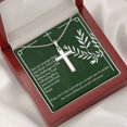 thumbnail image 4 of Christian Encouragement God Will Strengthen You Psalm 29:11 Cross Necklace Stainless Steel Pendant Message Card, 4 of 20