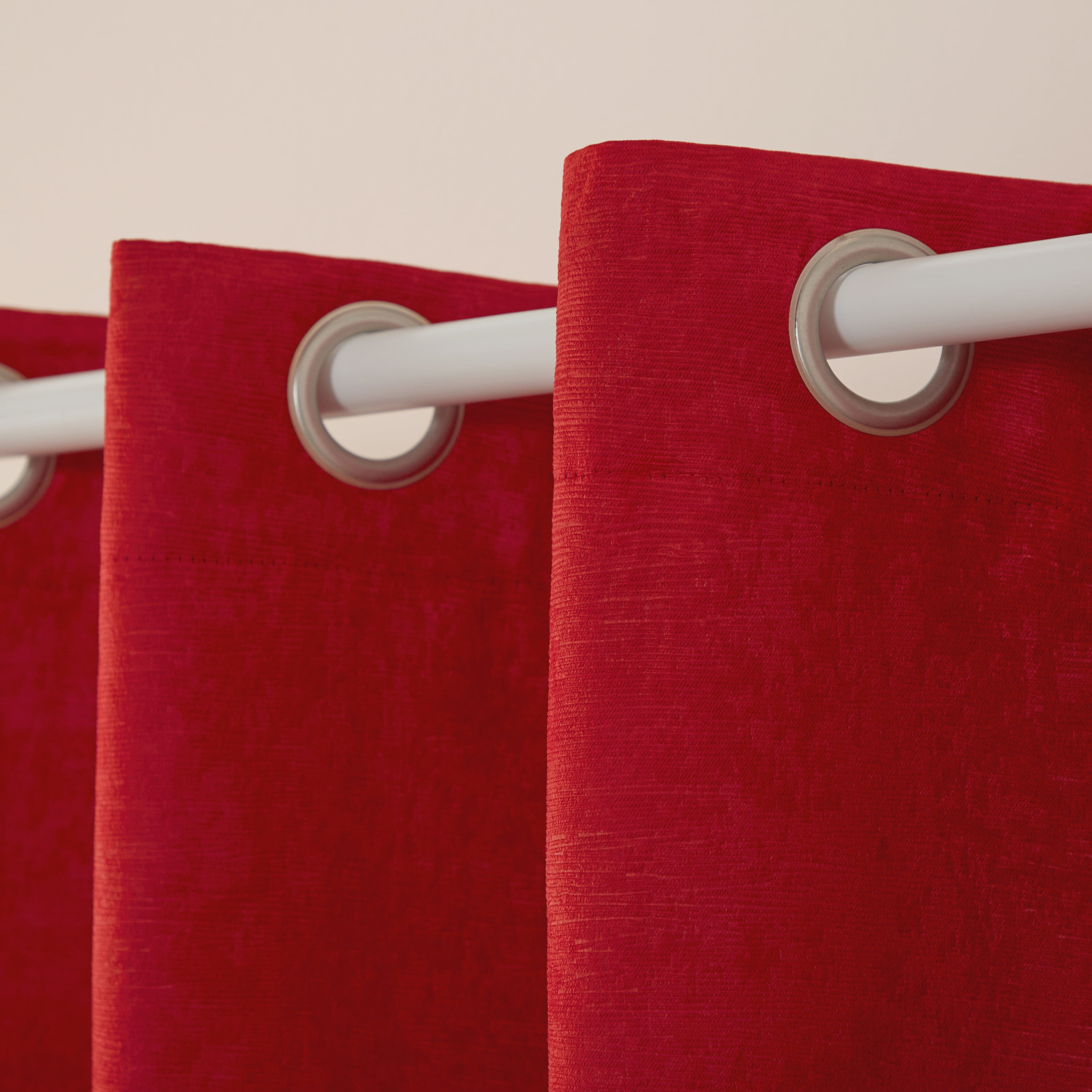 TOWN & COUNTRY EVERYDAY Lustre Solid Heavyweight Textured Sateen Indoor Curtains, Room Darkening Opacity, Grommet Top, Energy Efficient, 2-Pack Set, 52"x84", Chili