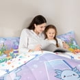 thumbnail image 4 of Manfei Initial A Art Twin Comforter Sets,Kawaii Axolotl Bedding Set For Girls,Blue Purple,Colorful Stars Reversible,2-Piece,1 Comforter and 1 Pillowcase, 4 of 8