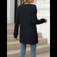 thumbnail image 4 of Camiseta de Larga con Cuello Redondo, Rayas, Color Liso y Abertura para Mujer, Otoño/Invierno 2025, con Bolsillo en el Pecho Negro XL, 4 of 9
