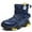 Z4 Blue, variant on Krdevn Kids Winter Snow Boots Leather Waterproof Lined Thick Warm Non Short Boots for Boys Girls Everyday,3.5-4 Years