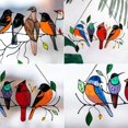 thumbnail image 2 of GOODLY Multicolor Birds on a Wire High Stained Suncatcher Window Panel Bird Series Ornaments Pendant Colorful bird Home Decoration Gift, 2 of 8