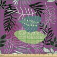 thumbnail image 2 of Ambesonne Tropical Fabric by the Yard Microfiber, Palm Monstera Leaf Art, 2 Yards, Fuchsia and Charcoal Grey, 2 of 2