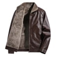 thumbnail image 5 of Mens Faux Leather Jackets Full Zipper Fleece Lined Fashion Motorcycle Casual Outerwear for Winter Brown XXL, 5 of 7