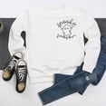 thumbnail image 4 of Hoodies For Women Women Halloween Sweatshirt Season Embroidered Crewneck Fall Long Sleeve Pullover Tops Graphic Design White, 4 of 4