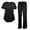 BLACK, variant on NATURAL UNIFORMS Womens STRETCH SCRUB SET With V-NECK TOP