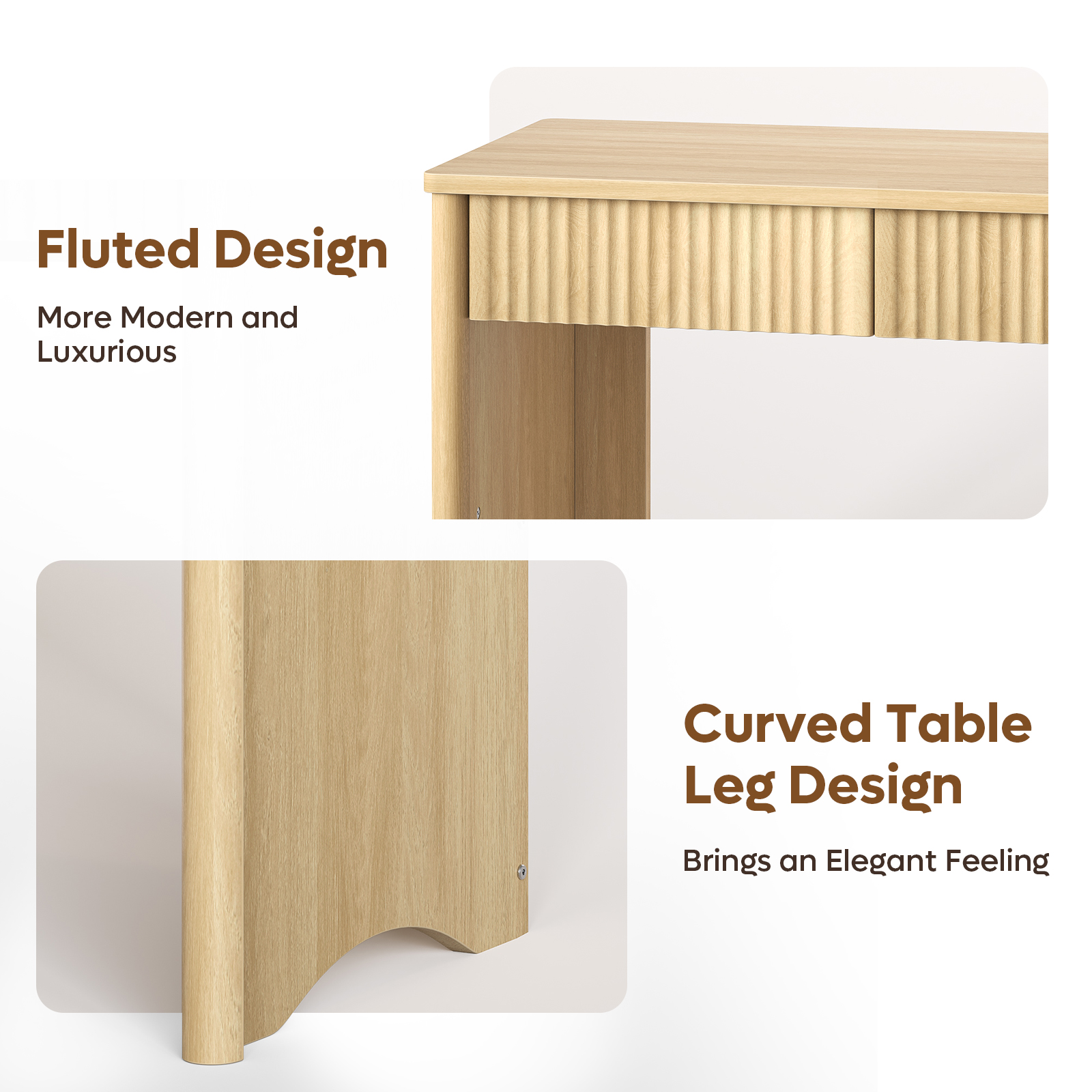 Bestier 39.3" Computer Desk with 2 Storage Drawers, Light Oak photo 8