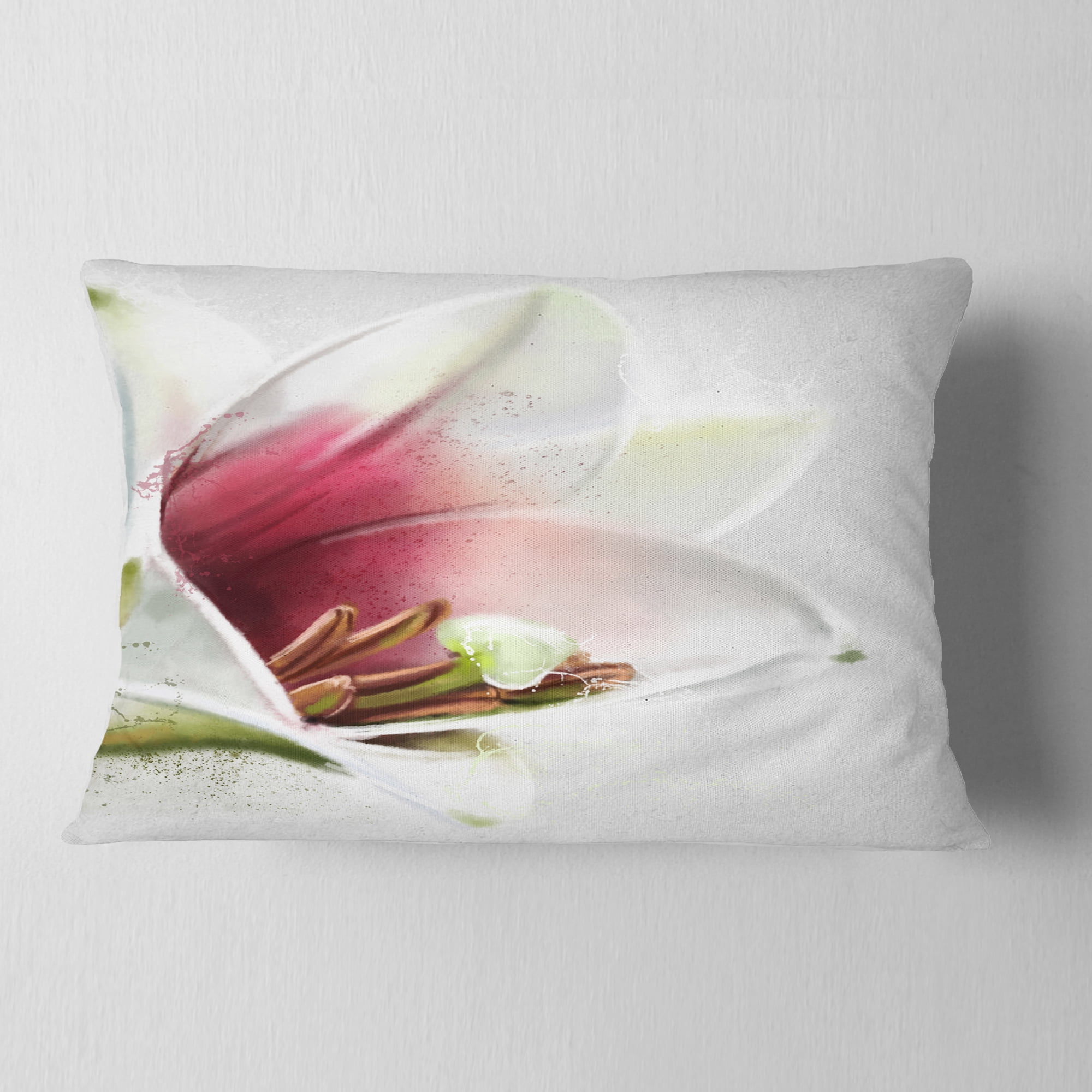 Designart Beautiful Lily Flower Watercolor - Flowers Throw Pillowwork - 12x20