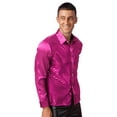 thumbnail image 2 of vastwit Mens 70s Sequins Disco Dance Shirt Long Sleeve Button Down Shirt for Party Club Hot Pink L, 2 of 6