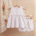 thumbnail image 4 of NIEWTR Girls Summer Clothes 2 Piece Outfits Ruffle Sleeveless Top and Floral Shorts with Pockets Girls Clothing Sets 4-8Y Casual Loungewear(A-White,3-4 Years), 4 of 4