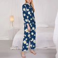 thumbnail image 3 of Honeii Daisies Flowers print Women's Pajama Sets Long Sleeve Button Down Sleepwear Nightwear Soft Pjs Lounge Sets-Medium, 3 of 7