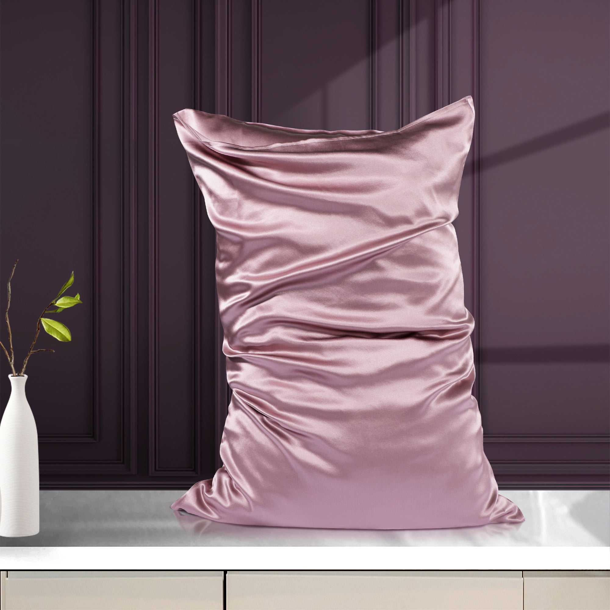 Unique Bargains 19 Momme Silk Pillowcase Envelope Closure Mauve King