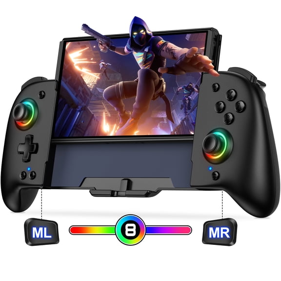 Joypad for Switch/OLED Joy Cons, ESYWEN Switch Controller with Handheld Grip Double Motor Vibration,Replacement for Switch Controller-Black