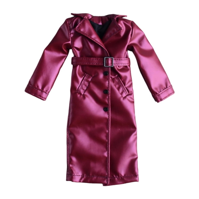 jiaping 1/12 Long Coat Fashion Notch Lapel Miniature Windproof Overcoat, Open Front Coat violet