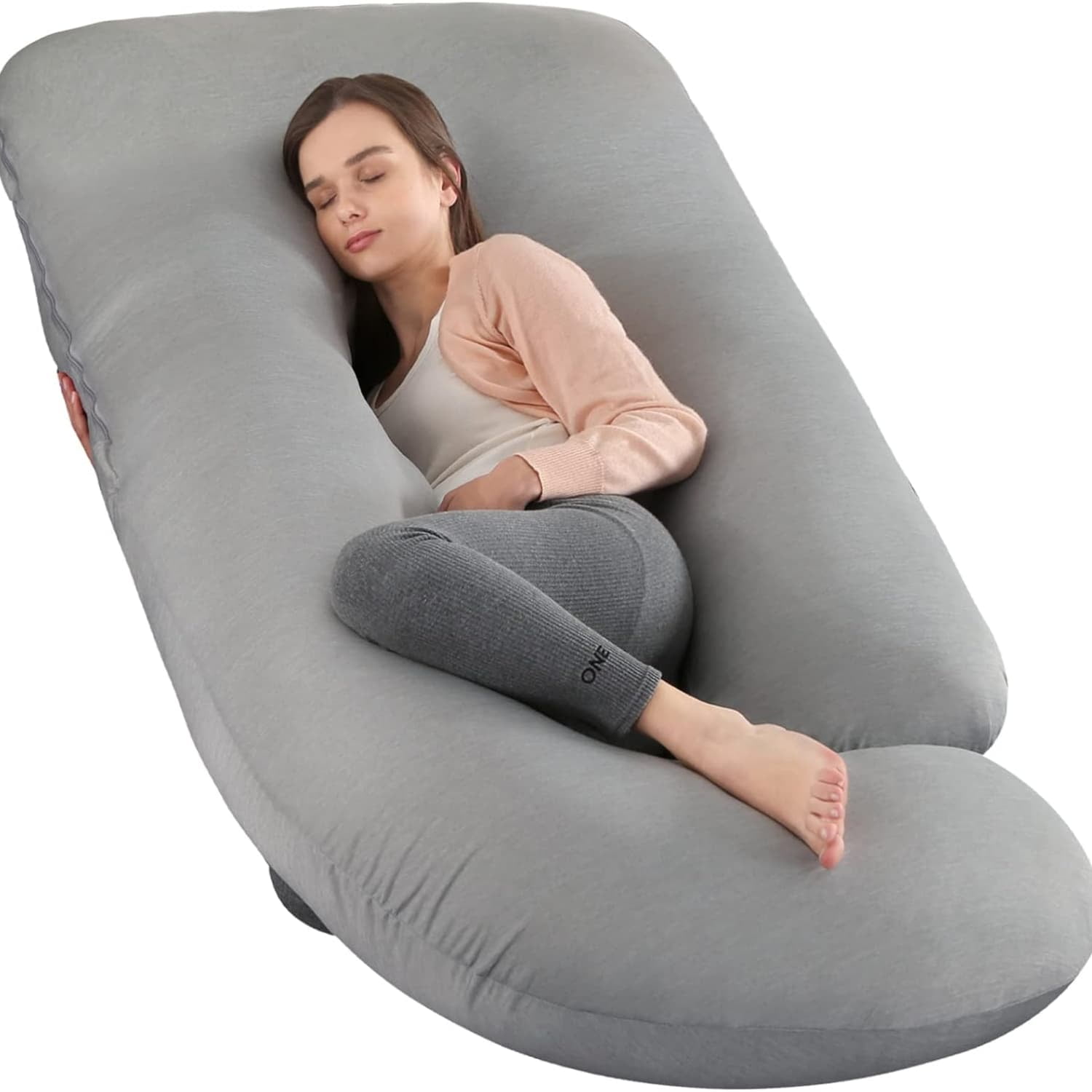 Pregnancy Pillows,U-Shape Full Body Pillow Cooling Cover Dark Grey Pregnancy Pillows for Sleeping Body for Adults,Maternity Pillow (Cooling Material,Haze Grey)