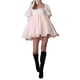thumbnail image 4 of VISgogo Vestido corto femenino, cuello cuadrado de color sólido, manga corta abullonada, corte bajo, de una pieza para verano, rosa/amarillo, S/M/L/XL/XXL VISgogo  moda, 4 of 9