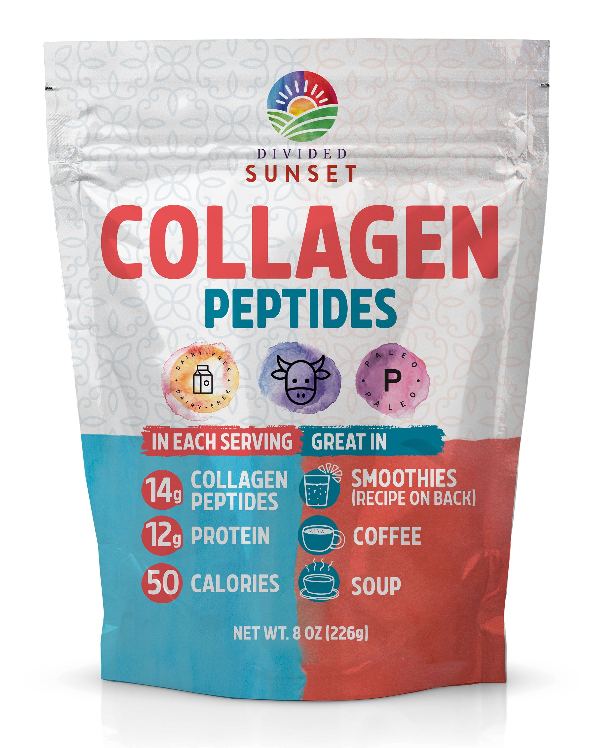 Divided Sunset Collagen Peptides Powder, Unflavored - Unbleached, 8 oz