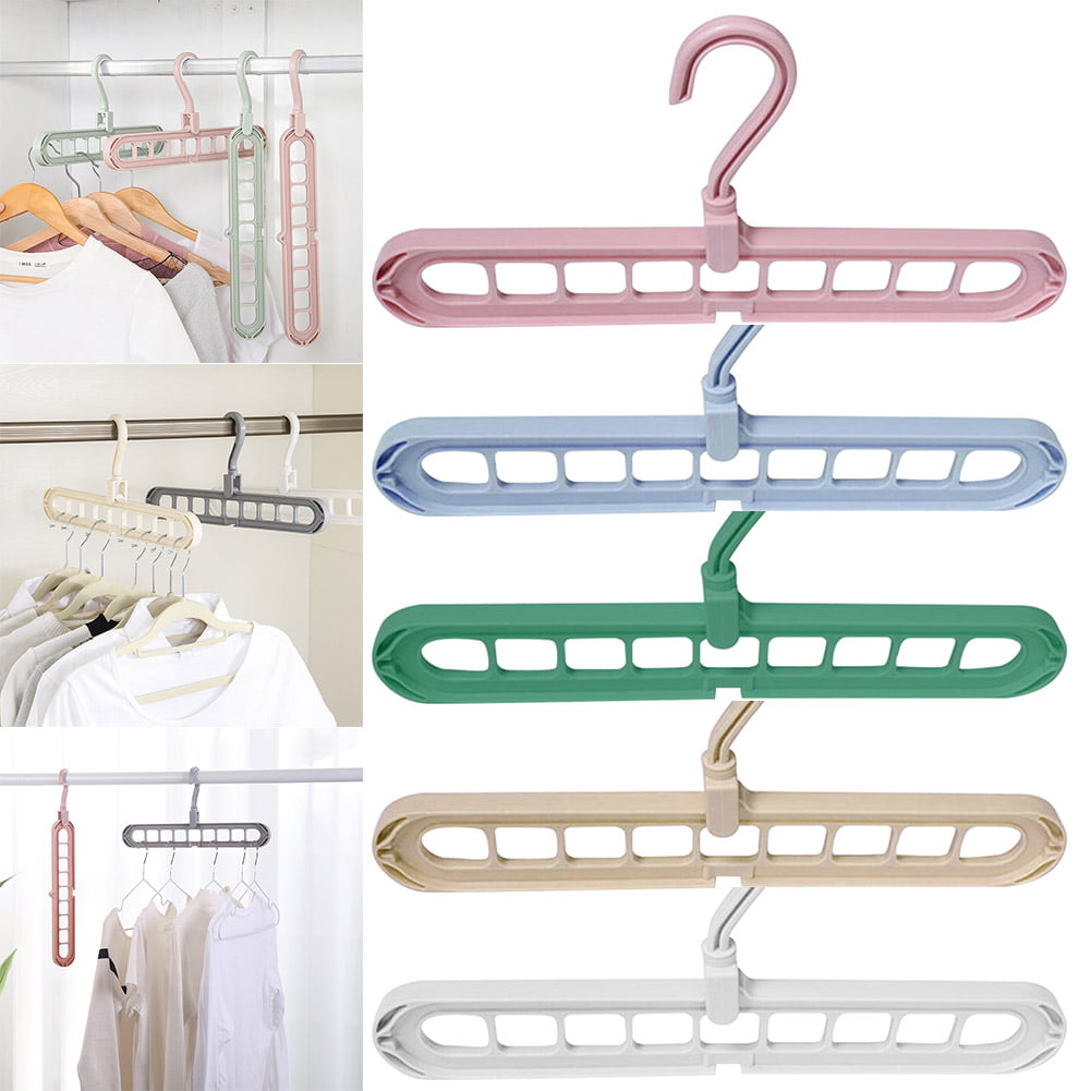 Standard Hangers,Foldable Storage Coat Multicolor Hangers Sturdy Plastic Percetey Rotate Anti-skid Folding Hanger Portable Hanging for Home Wet Dry Clothes Multifunction Space Saving