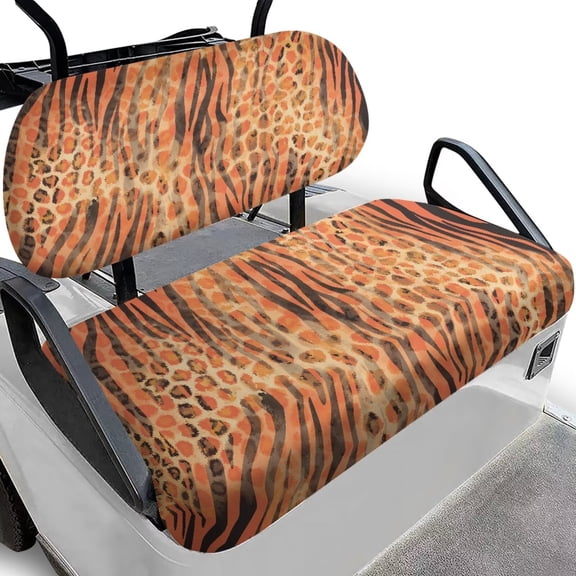 POLERO Orange Tiger Leopard Print Golf Cart Seat Cover for Women Men, Breathable Universal Ezgo Golf Cart Front Seat Cover Easy to Install Vehicle Accessories