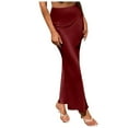 thumbnail image 5 of DHFJKG Womens Skirts Silk Satin High Waist Pleated Maxi Long Skirt Solid Color Flowy Hem Soft Skirt, 5 of 5