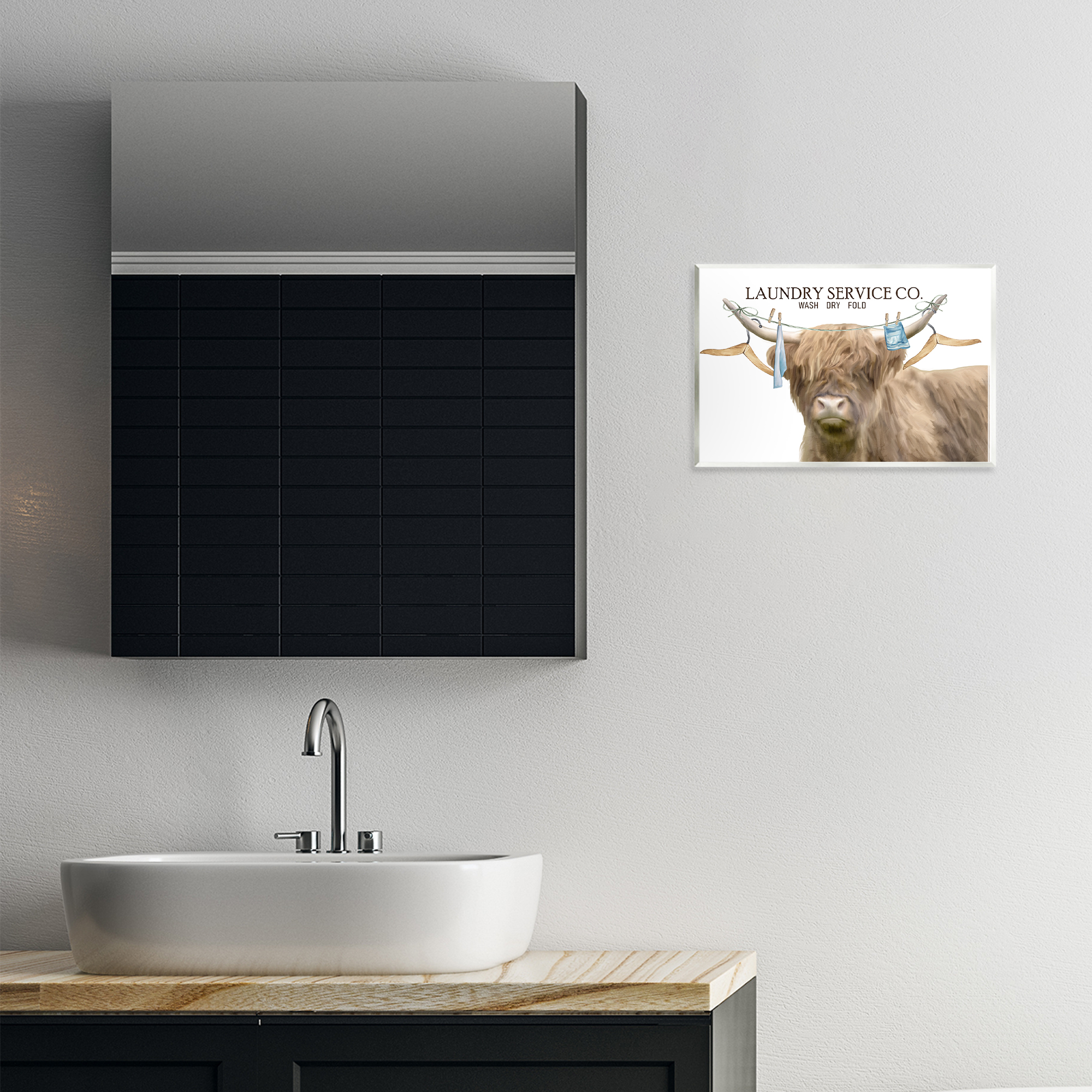 Laundry Service Cattle Wall Plaque Art, design by Kim Allen