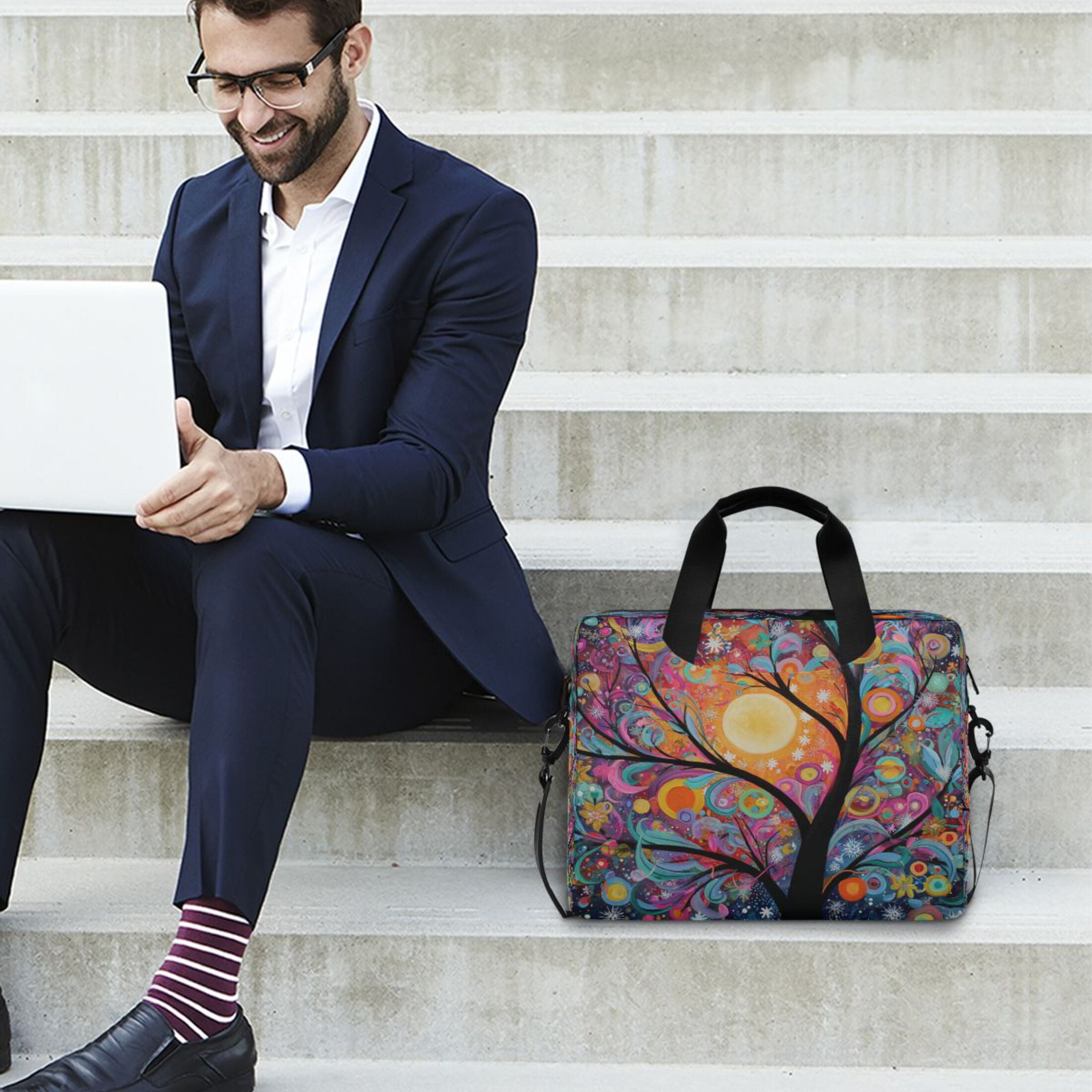 16" Laptop Tote Bag Laptop Sleeve Case Computer Briefcase for Work & Travel Beautiful Abstract Tree Painting