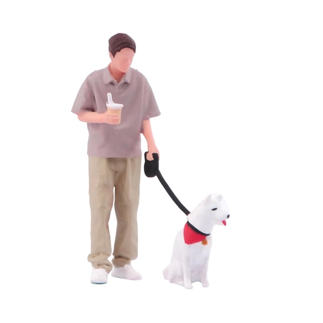 Figura de niño paseando perro a escala 1/64, figura masculina, centro de mesa de para manualidades, diorama en miniatura para proyectos de