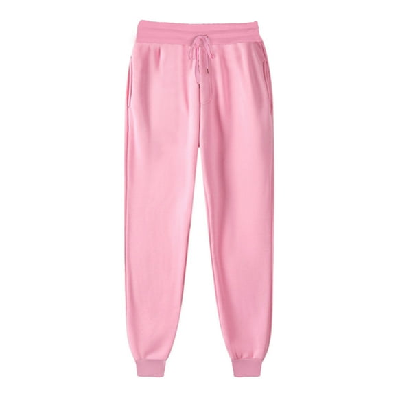 LLYwey Fall Leggings for Women 2024 Deals Clearance Ladies Casual Trousers Fleece Lined Pants Running Sports Pants New Winter Pants Pinks L