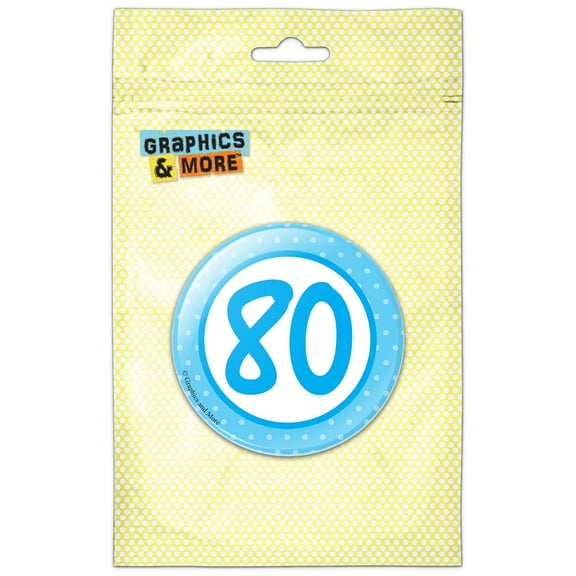 Birthday Blue Dots 80 Pinback Button Pin Badge