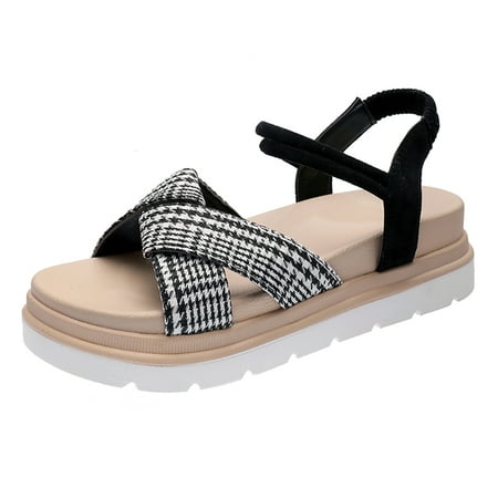 

Lopsie Women s Casual Summer Beach Shoes Sandal Elastic Cute Flat Sandals Vacation Travel Sandals