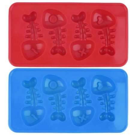 

2pc Fish Bone Shape Ice Tray Silicone Mold Chocolate Moulds Assorted Color