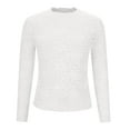 thumbnail image 5 of Sevevn Women's Fashion Solid Color Sexy Slim Lace Rond Neck Flared Sleeves Long Sleeve Shirts White XXXXL Sales Today Clearance, 5 of 8
