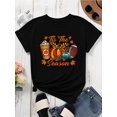 thumbnail image 2 of Tis The Season Pumpkin Spice Coffee Football Autumn Fall Harvest Women T Shirt, 2 of 6