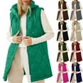 thumbnail image 6 of qucoqpe Long Puffer Vest Women Casual Sleeveless Zip Front Hooded Quilted Jackets Coat, 6 of 6