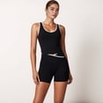 thumbnail image 4 of Women's Contrast Trim Cropped Tank Top with Scoop Neck and Stretch Fit for Yoga and Everyday Wear - Medium, Black, 4 of 6