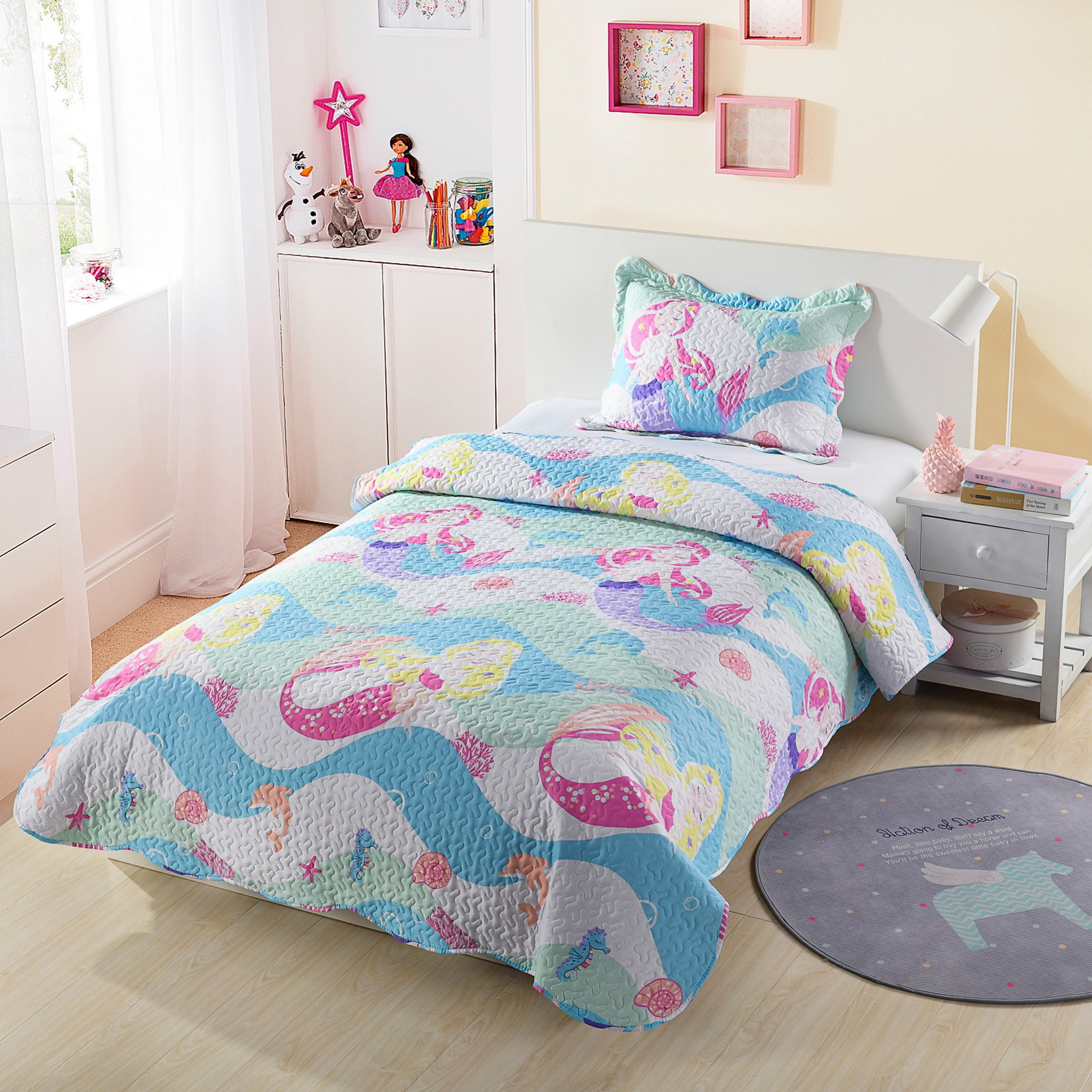 A72 Butterfly 2pcs Kids Quilt Bedspread Comforter Set Throw Blanket for Quilt 