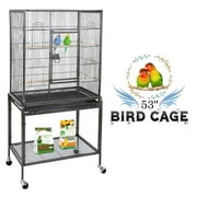 ZENSTYLE 53" Bird Cage with Stand Wrought Iron Frame Birdcage