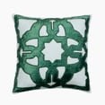 thumbnail image 1 of Decorative Pillow Cover, Teal Blue 16"x16" (40x40 cm) Throw Pillow Covers, Velvet & Linen Greek Applique Throw Pillows For Couch, Abstract Pattern Modern Style - Rhea, 1 of 3