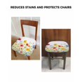 thumbnail image 6 of Watercolor Flowers Chair Seat Covers for Dining Room Stretch Chair Seat Covers Set of 4, Daisy Purple Orange Blue Floral Chair Seat Protector Cushion Slipcovers for Kitchen Restaurant Office, 6 of 6