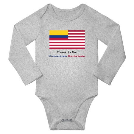 

Proud to be Colombian American Baby Long Slevve Rompers (Gray 18-24 Months)