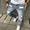 thumbnail image 4 of Reppunk Vintage Distressed Loose Men Washed Blue Denim Pants Stylish Men's Ripped Hole Straight Biker Jeans Male Trousers Menswear Underwear, 4 of 8