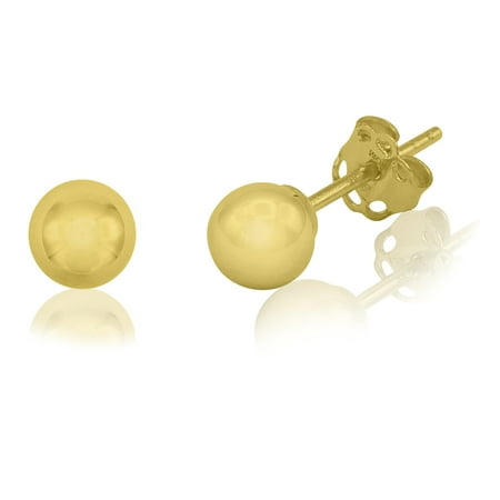 14K Yellow Gold 5mm Shiny Ball Stud Earrings