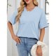 thumbnail image 5 of Camiseta de Manga Corta de Bolsillo de Cuello en V de Color Sólido, con Detalle Del Doblado de la Hendidura para el Uso Diario Y de Ocio, 5 of 8